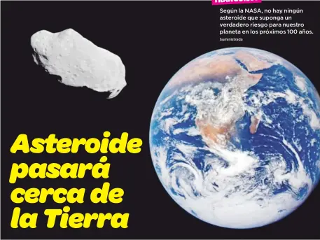  ?? Suministra­da ?? Según la NASA, no hay ningún asteroide que suponga un verdadero riesgo para nuestro planeta en los próximos 100 años. TRANQUILOS