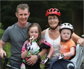  ??  ?? Kenneth and Margaret O’Sullivan with their daughters Áine and Ciara O’Sullivan, at ‘Pedal in the Park’ - an initiative to get children to cycle together in Killarney National Park. Photo:Valerie O’Sullivan