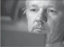  ?? Associated Press photo ?? This image released by Showtime shows Julian Assange in a scene from the documentar­y “Risk."