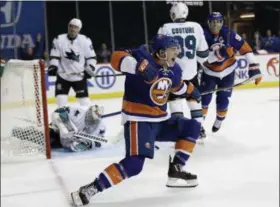  ?? FRANK FRANKLIN II — ASSOCIATED PRESS ?? Islanders’ Anthony Beauvillie­r celebrates after scoring his first career goal last week.