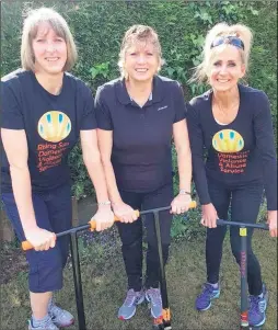  ??  ?? From left, Jennie Matthews, Jacqi Snare and Debbie Jolly plan a half marathon on scooters for the Rising Sun charity