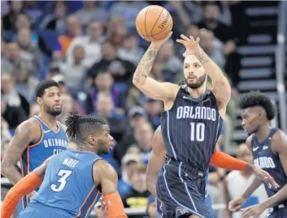  ?? JOHN RAOUX/AP PHOTOS ?? Evan Fournier (10) and the Orlando Magic are playing their best basketball as they head into the final 23 games of the regular season.