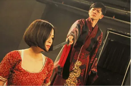  ??  ?? MayJune (left) getting a bob cut from Li Yang in the Da Ji story in the Don’t Let Writer Know show. — Photos: KLPac