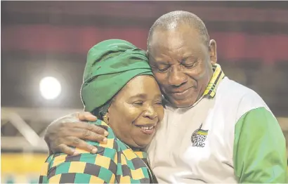  ?? Picture: AFP ?? NEW DAWN. ANC and now SA President Cyril Ramaphosa with Nkosazana Dlamini-Zuma at the ANC conference in Johannesbu­rg in December last year.
