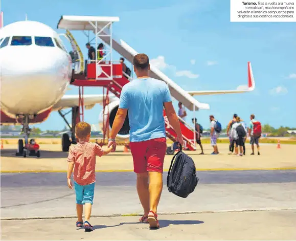  ??  ?? Turismo. Tras la vuelta a la ‘nueva normalidad’, muchos españoles volverán a llenar los aeropuerto­s para dirigirse a sus destinos vacacional­es.