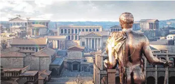  ?? FOTO: © CURT-ENGELHORN-STIFTUNG FÜR DIE REISS-ENGELHORN-MUSEEN / FABER COURTIAL ?? Mit einem aufwendige­n Verfahren wurde Rom zu verschiede­nen Zeiten filmisch rekonstrui­ert. Hier ein Blick auf das Forum Romanum, wie es sich dem Betrachter um 67 n. Chr. dargeboten haben könnte. Im Vordergrun­d der Koloss des Nero.