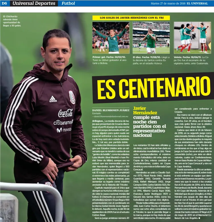  ??  ?? El Chicharito además tiene oportunida­d de llegar a 50 goles.