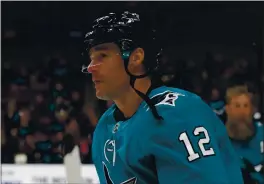  ??  ?? Patrick Marleau skates on the ice before their game against the Calgary Flames at the SAP Center in San Jose on Oct. 13, 2019.