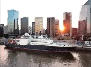  ?? GONZALO MÓRTOLA VIA AP ?? The Russian research vessel Yantar is shown docked in Buenos Aires, Argentina, in 2018. Russian ships are skulking around underwater communicat­ions cables, worrying the U.S. and its allies the Kremlin might be taking informatio­n warfare to new depths.