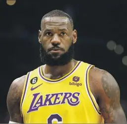  ?? Luis Sinco Los Angeles Times ?? LeBRON JAMES says he suffered the injury in the fourth quarter against the Clippers on Wednesday but it’s not as serious as the 2018 left groin strain.