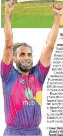  ?? BCCI ?? Imran Tahir’s three wickets played a vital part in restrictin­g Royal Challenger­s.