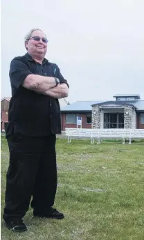  ?? PHOTO: ADAM BURNS ?? Touching down . . . Maniototo Health Services Ltd general manager Geoff Foster reveals the spot at Maniototo Hospital where the helipad will be located.