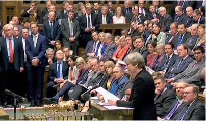  ?? AFP ?? Prime Minister Theresa May addresses a session of the House of Commons in London on Wednesday. —