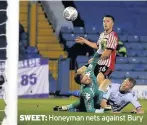  ??  ?? SWEET: Honeyman nets against Bury