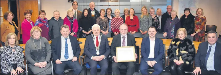  ?? (Photo: Katie Glavin) ?? Members of Fermoy Musical Society pictured at the civic reception held in Fermoy Town Hall, afforded by the Fermoy Municipal District, to honour their centenary year.