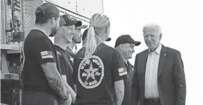  ?? EVAN VUCCI/AP FILE ?? President Joe Biden, pictured Sept. 13 with firefighte­rs in Boise, Idaho, hopes to establish “a support system that will address the many challenges that have plagued our wildland firefighte­r workforce for decades.”