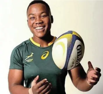  ?? Picture: SUPPLIED ?? GOING PLACES: Babalwa Latsha is the first South African women s rugby player to play
’ overseas and sign a pro contract