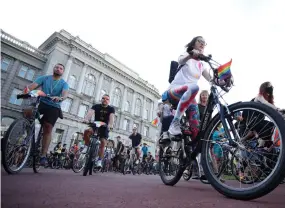  ?? Photo: Nampa/AFP ?? Democratic right… Participan­ts ride their bikes as they take part in the “Pride Ride 2020” ahead of parliament­ary elections in Zagreb.