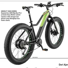  ?? EASY MOTION ?? GENDUT YANG KEREN: Sepeda Evo AWD Big Bud Pro+ produksi Easy Motion adalah sepeda e-bike dengan ban gemuk yang dilengkapi dua motor utama.