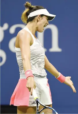  ?? Picture: EPA ?? GUTTED. French Open champion Garbine Muguruza of Spain was dumped out of the US Open by Latvian Anastasija Sevastova in New York on Wednesday.