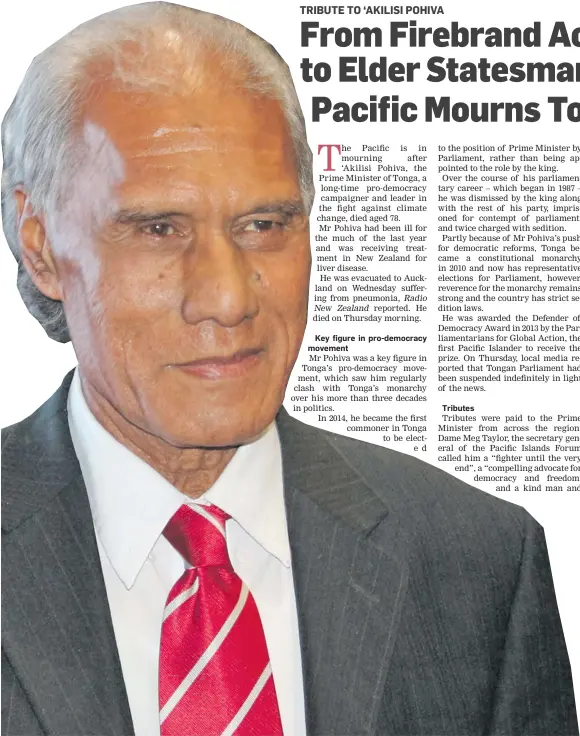  ??  ?? The late Tongan Prime Minister ‘Akilisi Pohiva.