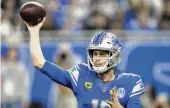  ?? CARLOS OSORIO / AP ?? Detroit quarterbac­k Jared Goff went 30 for 43 for 287 yards and two touchdowns Sunday against Tampa Bay directing the Lions to their first NFC championsh­ip appearance in 32 years.