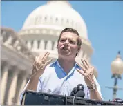  ?? ALEX EDELMAN — GETTY IMAGES ?? Rep. Eric Swalwell, D-Dublin, speaks on July 10.