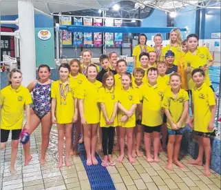  ??  ?? Herne Bay Swimming Club members at the Thanet Junior Developmen­t Gala at Hartsdown Leisure Centre