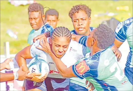  ?? Picture: Eliki Nukutabu ?? Waratahs lock Sera Naiqama is taken in a tackle against the Fijian Drua Women at Churchill Park in Lautoka last Saturday.