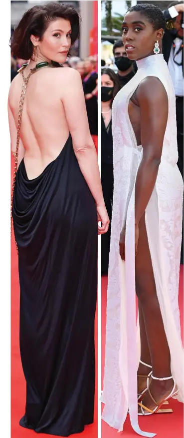  ?? ?? Double-O dazzling: Gemma Arterton in London and Lashana Lynch in Cannes