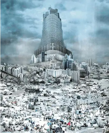  ?? Foto: dpa ?? „Babel World“heißt die Serie des chinesisch­en Künstlers Du Zhenjun mit Werken wie diesem über den Kapitalism­us.