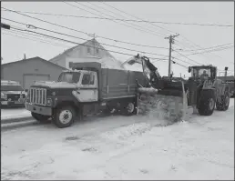  ?? Photo by RB Smith ?? DIGGING OUT— City crew and private haulers moved about 219,000 cubic yards of snow from Nome’s streets to the snow dump facility. This does not include the most recent storm on Sunday and Monday. City manager Steckman said crews will be moving snow from areas that can flood as the snow melts.