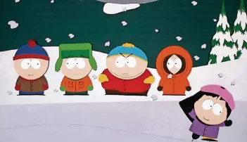  ??  ?? Die frühreifen Grundschül­er Stan, Kyle, Cartman und Kenny (v.l.) sind echte Satansbrat­en, die in der fiktiven Gemeinde „South Park“aufwachsen. Die gleichnami­ge Serie wurde vor 20 Jahren zum ersten Mal ausgestrah­lt.