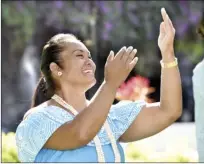  ??  ?? Leimomi Murray dances the hula to the song “Papalina Lahilahi.”