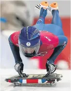  ?? Pictures: PA. ?? Lizzy Yarnold, left, and GB team-mate Laura Deas in action during skeleton training yesterday.
