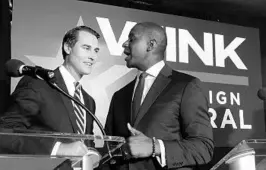  ?? WILFREDO LEE/AP ?? Orlando businessma­n Chris King, left, and Tallahasse­e Mayor Andrew Gillum.