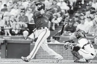  ?? THE ASSOCIATED PRESS FILE PHOTO ?? Punch in June 19-20 on your smartphone calendar for the likely return of Joey Bats to the Rogers Centre.