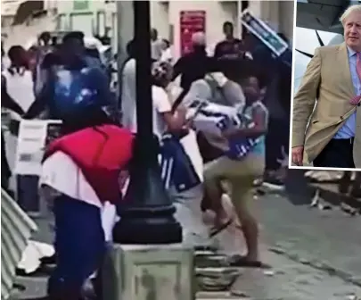  ??  ?? Carnage: Dramatic footage shows looters spreading chaos in St Martin after the storm hit