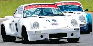  ?? Picture: Paul Bedford ?? FAST STUFF. Front-runners in Saturday’s races for Pre-1990 Sports Cars should be George Avvakoumid­es (Liqui Moly Porsche 911 RSR) and Andre van der Merwe (Evapco Porsche 911 RSR).