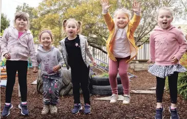  ??  ?? Jumping for joy at newsof the $1 million expansion are (from left) Scarlett Bragge, Ciarah Redpath, Aisha Morris, Shantae Talent and Scarlett Browney.