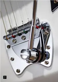  ??  ?? 7 6. The Fender-inspired straight string-pull over the nut helps the tuning stability. The neck also includes a modern repro of the Hagstrom Expander truss rod – a well regarded design that lovers of original Hagstroms believe has helped to keep their...