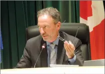  ?? NEWS PHOTOS COLLIN GALLANT ?? Coun. Phil Turnbull (top left) spoke in favour of a proposal to use more reserve funding in the 2019-2022 budget, saying it would give time to find cuts and possibly rescind a new utility fee. Coun. Kris Samraj (top left - right side) said he still supports a straight 7 per cent property tax increase with no utility increase, but voted in favour of the compromise proposal. Coun. Darren Hirsch (top right) proposes a motion to cut a proposed utility fee in half while relying on more prospectiv­e energy revenue to balance to the 2019-2022 city budget. Mayor Ted Clugston (bottom right) was the lone vote against institutin­g a scaled back proposal to charge a new utility fee, arguing that new power plant profits would bridge a budget gap. Coun. Robert Dumanowski (bottom left) voted in favour of the scaled back utility fee proposal on Tuesday, two weeks after he strongly supported full implementa­tion.