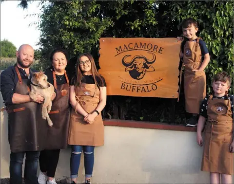  ??  ?? Liam and Sinead Byrne with children, Rebecca, Peter and Matthew Byrne with their dog, ‘Mocha’.