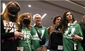  ?? Megan Jelinger/AFP/Getty Images ?? Abortion rights supporters celebrate after voters backed issue 1 in Ohio. Photograph:
