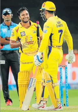  ?? PTI ?? Chennai Super Kings’ Ambati Rayudu (left) scored 100 off 62 balls to become the fourth centurion this season after Chris Gayle, Shane Watson and Rishabh Pant.