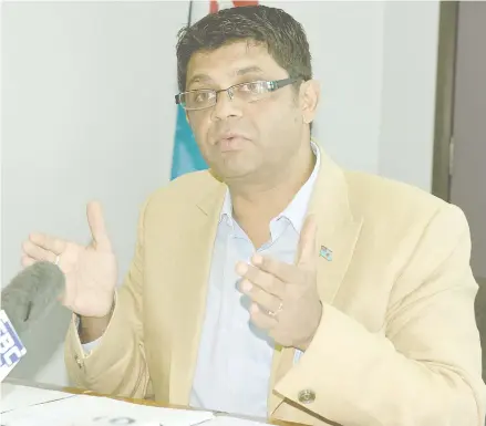  ?? Photo: Paulini Ratulailai ?? Attorney-General Aiyaz Sayed-Khaiyum at the press conference yesterday.