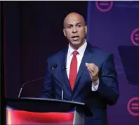  ?? The Associated Press ?? COMPENSATI­NG ATHLETES: Then-Democratic presidenti­al candidate Corey Booker speaks on July 25, 2019, during the National Urban League Conference in Indianapol­is.