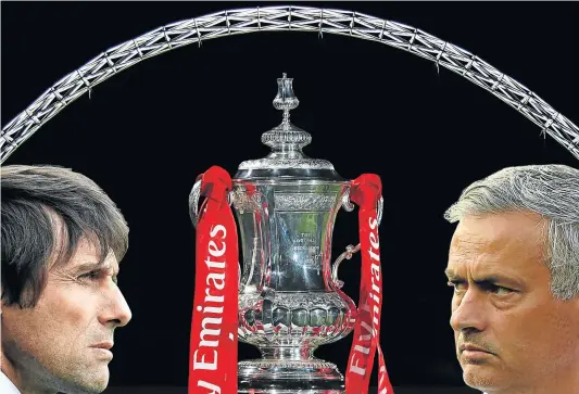  ?? Picture: GETTY IMAGES ?? SIGHTS ON THE BIG PRIZE: Chelsea manager Antonio Conte, left, and his Manchester United counterpar­t Jose Mourinho, meet in the Emirates FA Cup Final at Wembley Stadium in London on Saturday. There has not been any love lost between the two feuding...