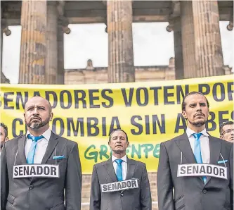  ?? GREENPEACE ?? Varios llamados había hecho la ONG Greenpeace al Congreso por la urgente aprobación de la ley.