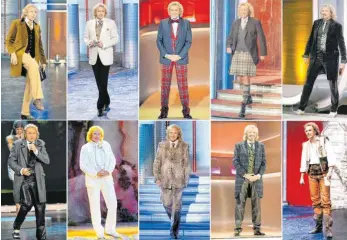  ?? FOTO: DPA ?? Immer mal wieder etwas anderes am Körper: Thomas Gottschalk ist in seinen Sendungen für ganz verschiede­ne Outfits bekannt.